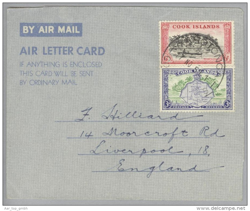 OZ Cook Islands 1951-11-17 Rarotonga Airmailbrief Nach England Liverpool - Cook