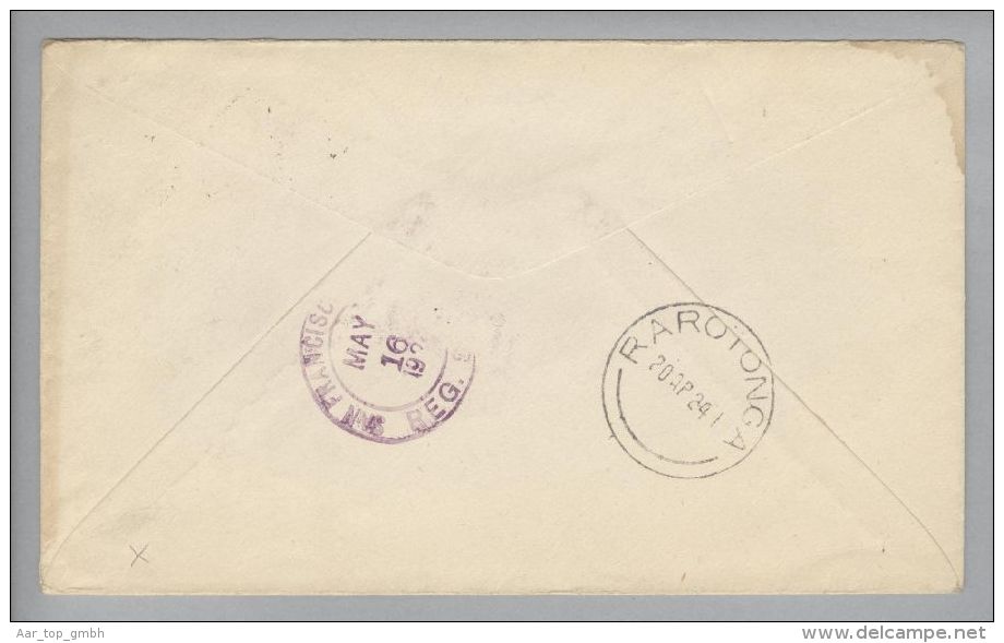 OZ Cook Island Aitutaki 1924-04-10 R-Brief Nach USA Mit 1 Sh. - Cook