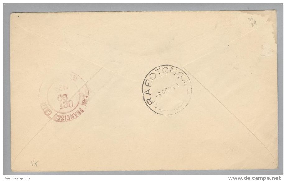 OZ Cook Island Aitutaki 1926-09-08 R-Brief Nach USA Mit 1,5D + 6D - Islas Cook