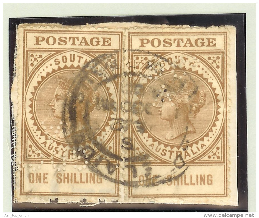 OZ Australien South Australia Fiskalmarke 1 Shilling 2x Perfin - Used Stamps