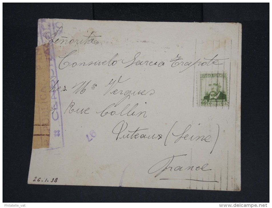 ESPAGNE - Enveloppe Pour La France Avec Censure 1938 - à Voir - Lot P7462 - Marques De Censures Républicaines