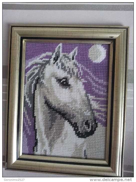 Framed Gobelin Tapestry Handmade Cheval Blank New White Horse - Tapis & Tapisserie