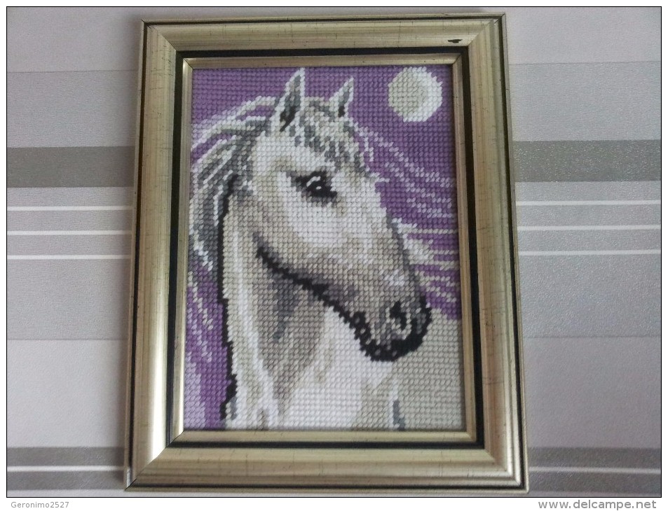 Framed Gobelin Tapestry Handmade Cheval Blank New White Horse - Tapis & Tapisserie