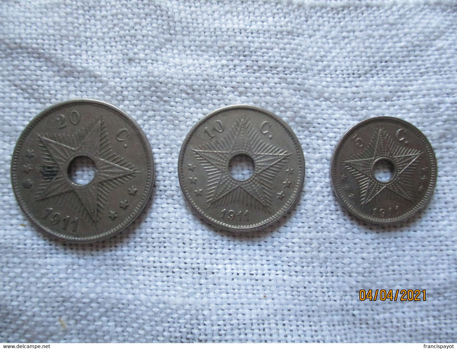 Congo Belge 5, 10 & 20 Centimes 1911 - Autres & Non Classés