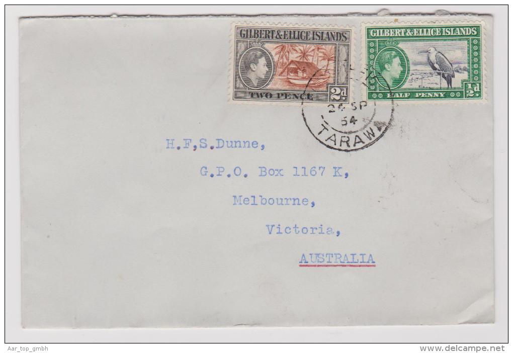 OZ Gilbert & Ellice Island 1954-09-24 Tarawa - Brief Nach Victoria Australien - Îles Gilbert Et Ellice (...-1979)