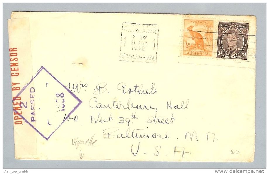 OZ Neuseeland 1942-04-21 Zensurbrief Nach Baltimore USA - Lettres & Documents