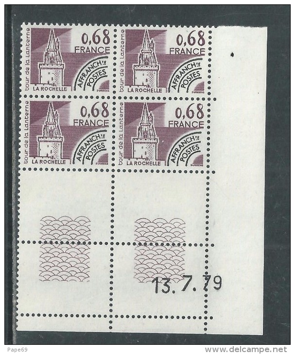 France Préoblitéré N° 162 XX Monuments Historiques : 68 C. En Bloc De 4 Coin Daté Du 13 . 7 . 79 ; Sans Trait, Ss Ch. TB - Precancels