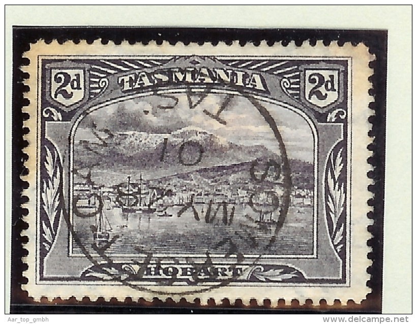 OZ Australien Tasmanien 1899 M#63 Gest (Perfin) Rücks. Firmenaufdruck - Gebraucht