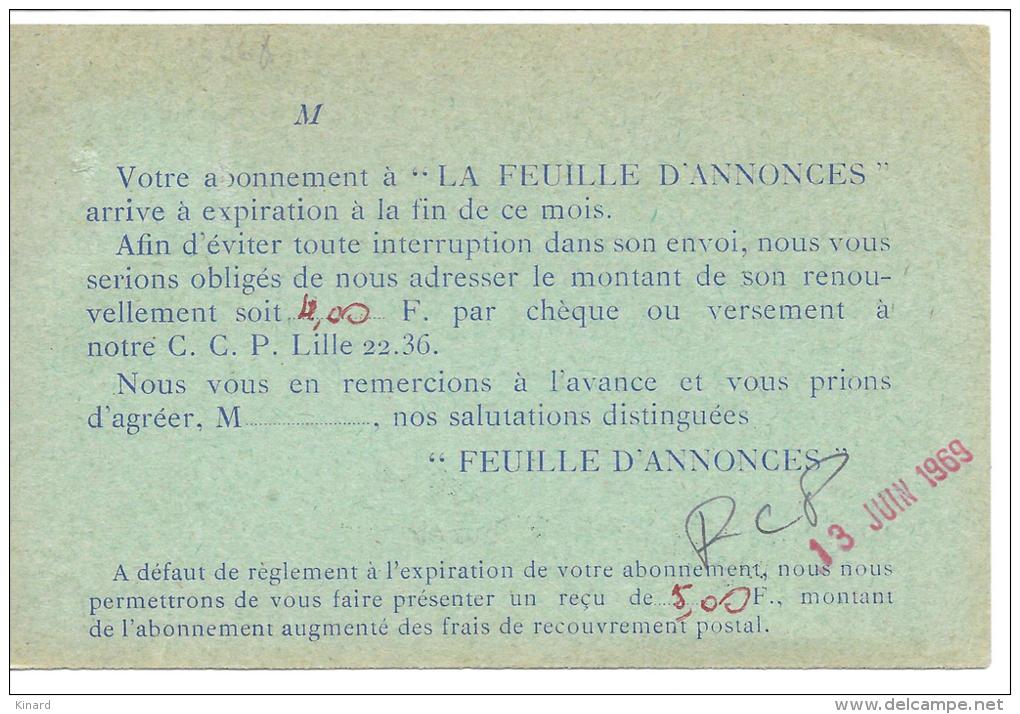 CP...TARIF IMPRIME 1967...MARIANNE DE CHIFFERT 1536A ...SUR REPIQUAGE .LA FEUILLES D'ANNONCES ..be..SCAN - 1961-....