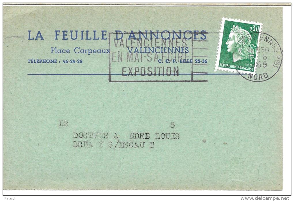 CP...TARIF IMPRIME 1967...MARIANNE DE CHIFFERT 1536A ...SUR REPIQUAGE .LA FEUILLES D'ANNONCES ..be..SCAN - 1961-....
