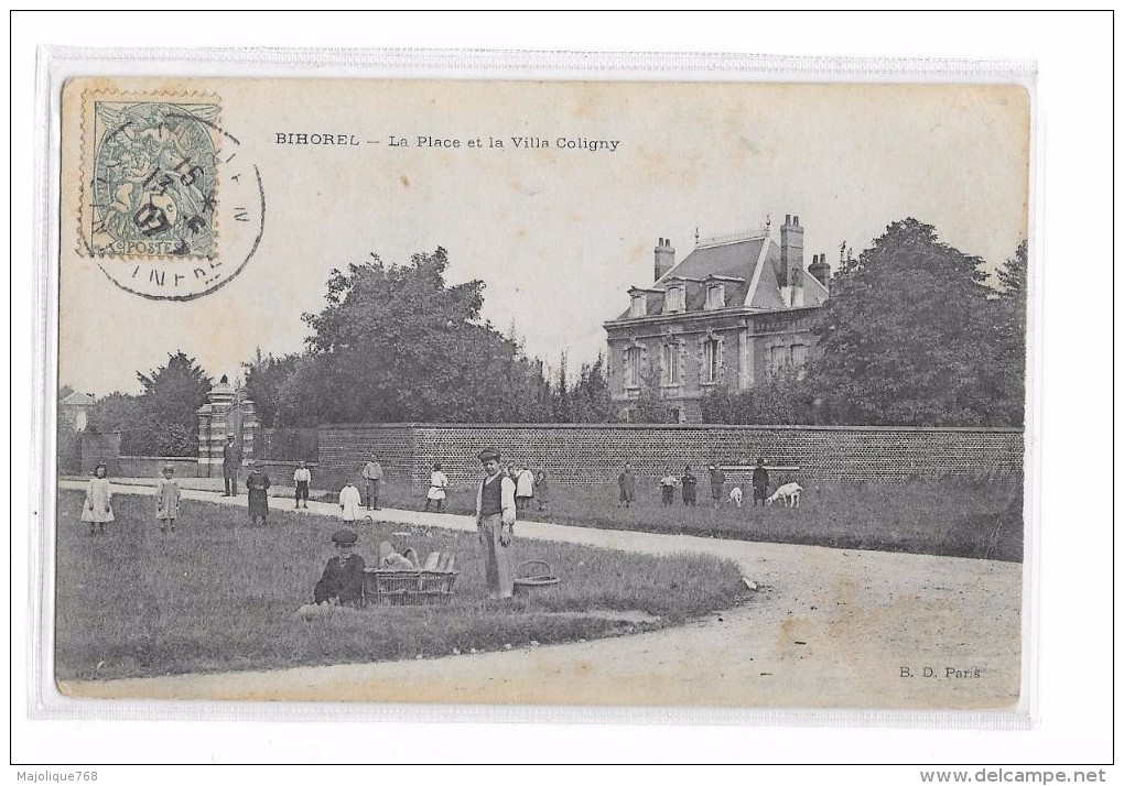 Cpa De Bihorel ( Seine Inf)   La Place Et La Villa Coligny - Bihorel