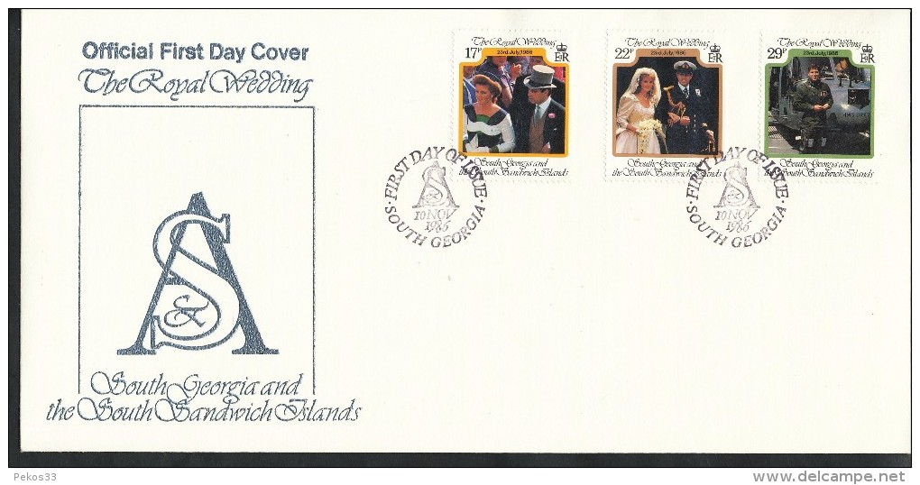 Falklandinseln,    FDC   - Mi.Nr. 457 - 459     Hochzeit Von Prinz Andrew Und Sarah Ferguson - Falklandinseln