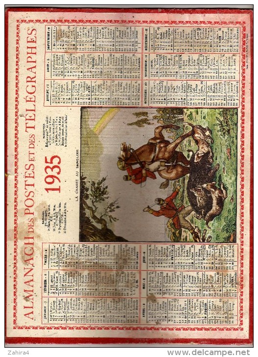 Almanach Des Postes Et Des Télégraphes 1935 - Lot Et Garonne - La Chasse Aux Sangliers - Arc En Ciel - Autres & Non Classés