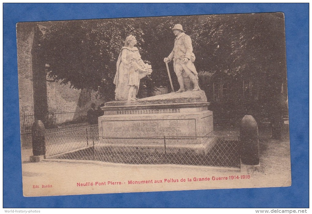CPA - NEUILLE ¨PONT PIERRE - Monument Aux Poilus De La Grande Guerre Morts Pour La France - Statue - Neuillé-Pont-Pierre