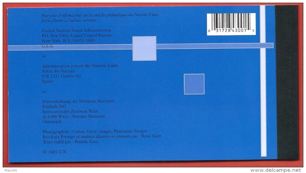 ONU NAZIONI UNITE GINEVRA LIBRETTO USATO FDC - 2003 - UNESCO World Heritage USA - 4,80 Fr. - Michel NT-GE MH8 - Booklets