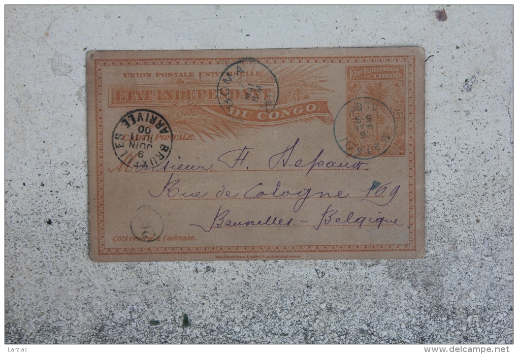 Entier Postal Carte Postale Congo Belge Pour Bruxelles Oblitération Matadi - Stamped Stationery