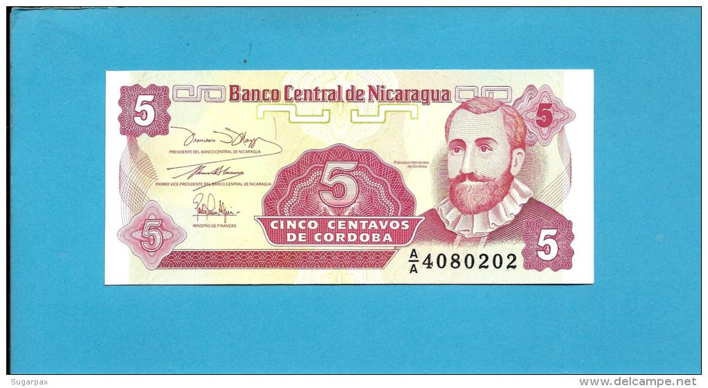 NICARAGUA - 5 Centavos - ND ( 1991 )  - P 168 - UNC. - Serie A/A - 2 Scans - Nicaragua