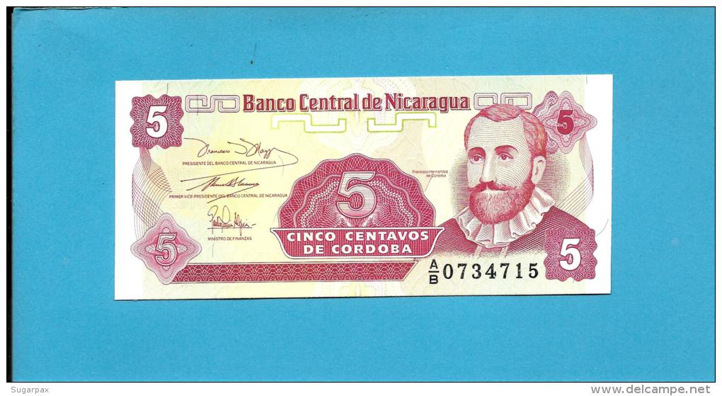 NICARAGUA - 5 Centavos - ND ( 1991 )  - P 168 - UNC. - Serie A/B - 2 Scans - Nicaragua