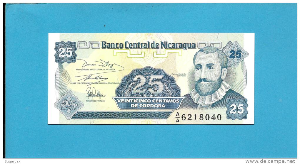 NICARAGUA - 25 Centavos - ND ( 1991 )  - P 170 - UNC. - Serie A/A - 2 Scans - Nicaragua