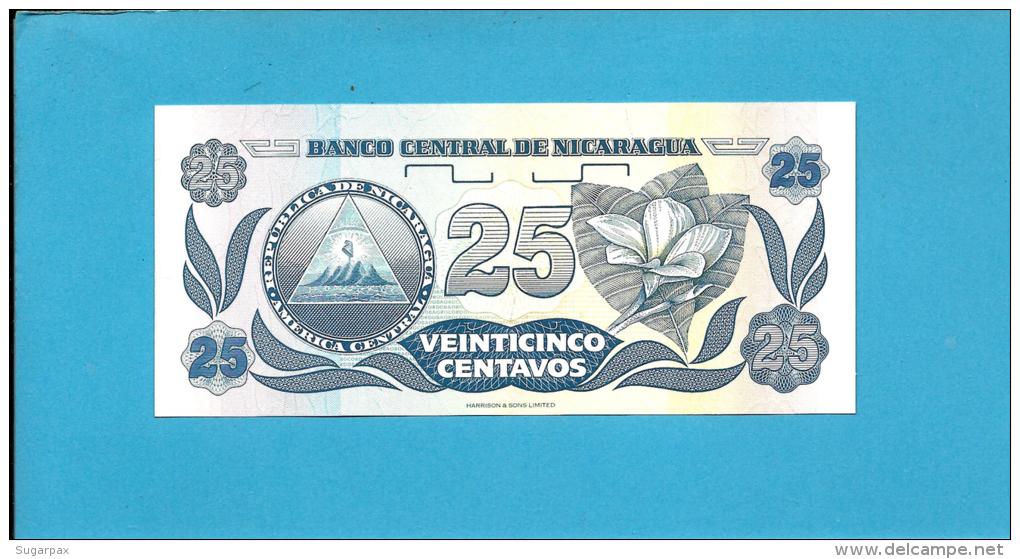 NICARAGUA - 25 Centavos - ND ( 1991 )  - P 170 - UNC. - Serie A/A - 2 Scans - Nicaragua