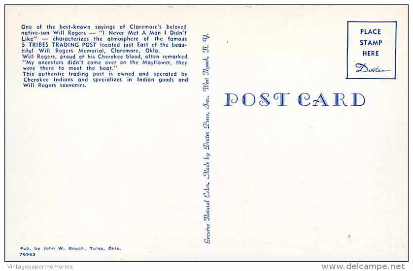 241083-Oklahoma, Claremore, 5 Tribes Indian Trading Post, John W. Gough By Dexter Press No 76963 - Otros & Sin Clasificación