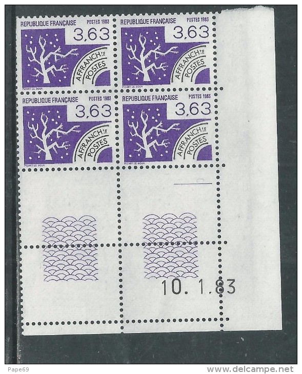 France Préoblitéré N° 181 XX Les 4 Saisons : 3 F. 63 En Bloc De 4 Coin Daté Du 10 . 1 . 83 ;  1 Trait, Sans Ch. TB - Precancels