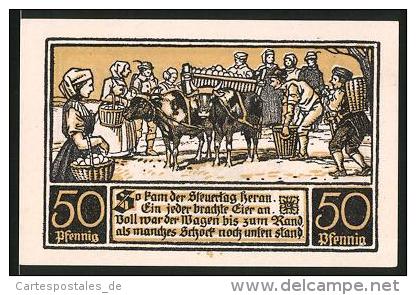 Notgeld Ditfurt 1921, 50 Pfennig, Bürger Sammeln Eier Um Steuern Zu Bezahlen - Lokale Ausgaben