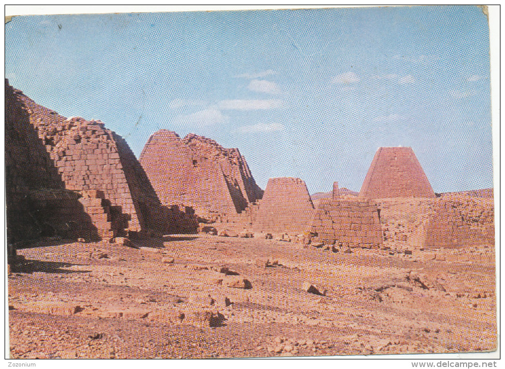 SUDAN - ANTIQUITIES - PYRAMIDS 2000 Years B C , Stamp, Vintage Old Photo Postcard - Sudan