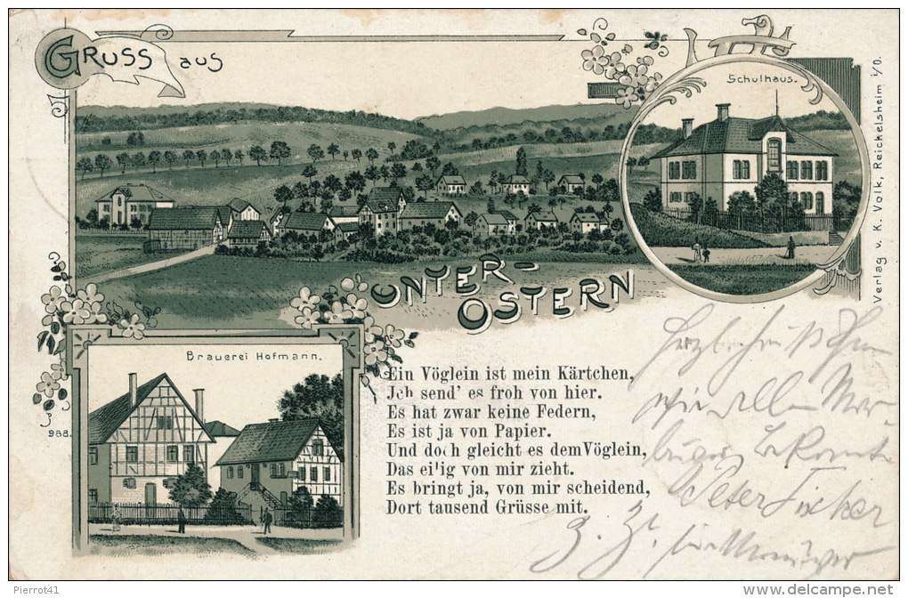 ALLEMAGNE - ODENWALD -  Gruss Aus UNTER OSTERN - Brauerei Hofmann - Schulhaus (1898) - Odenwald