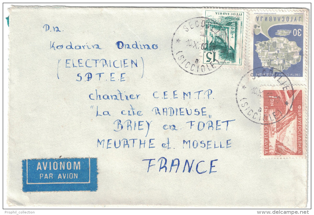 Lettre Cover 1960 From Yougoslavie Secovlje Sicciole To France Par Avion Avionom - SEE FOR STAMPS Jugoslavia - Lettres & Documents