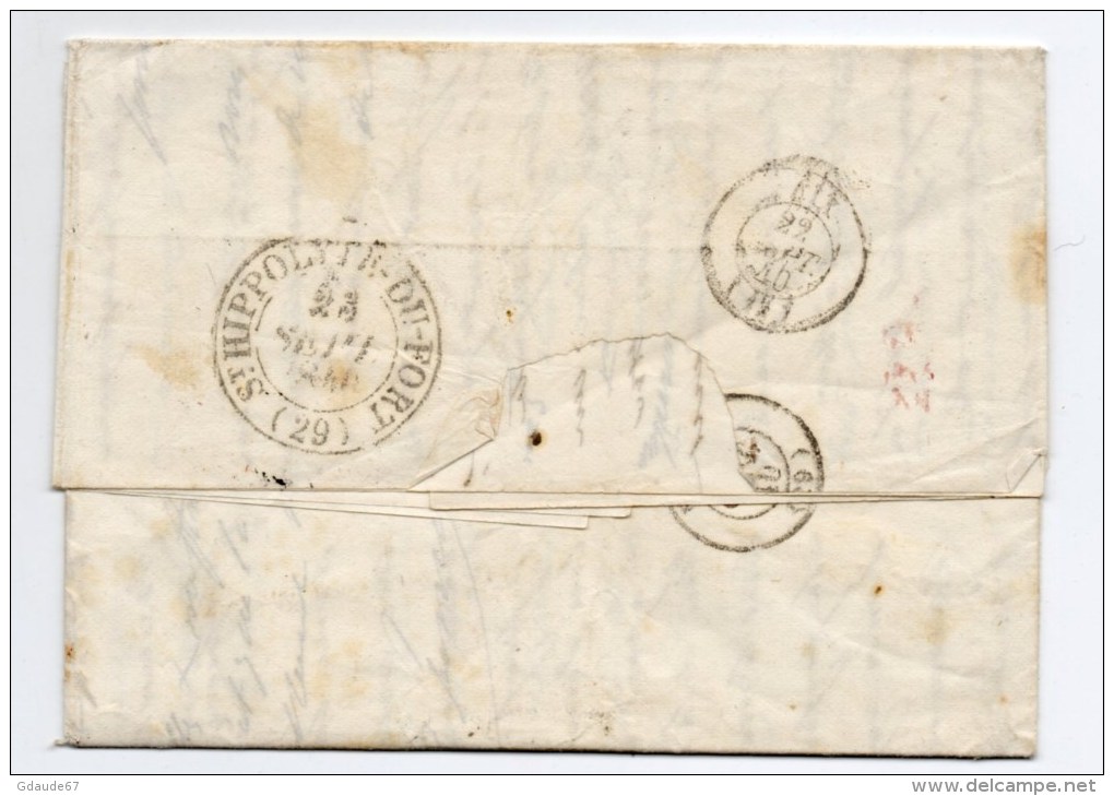 1840 - TAXE RECTIFIEE Sur LETTRE De TURIN / TORINO Pour ST HYPPOLITE (GARD) Avec CACHET D'ENTREE ROUGE SARD. ANTIBES - 1801-1848: Précurseurs XIX