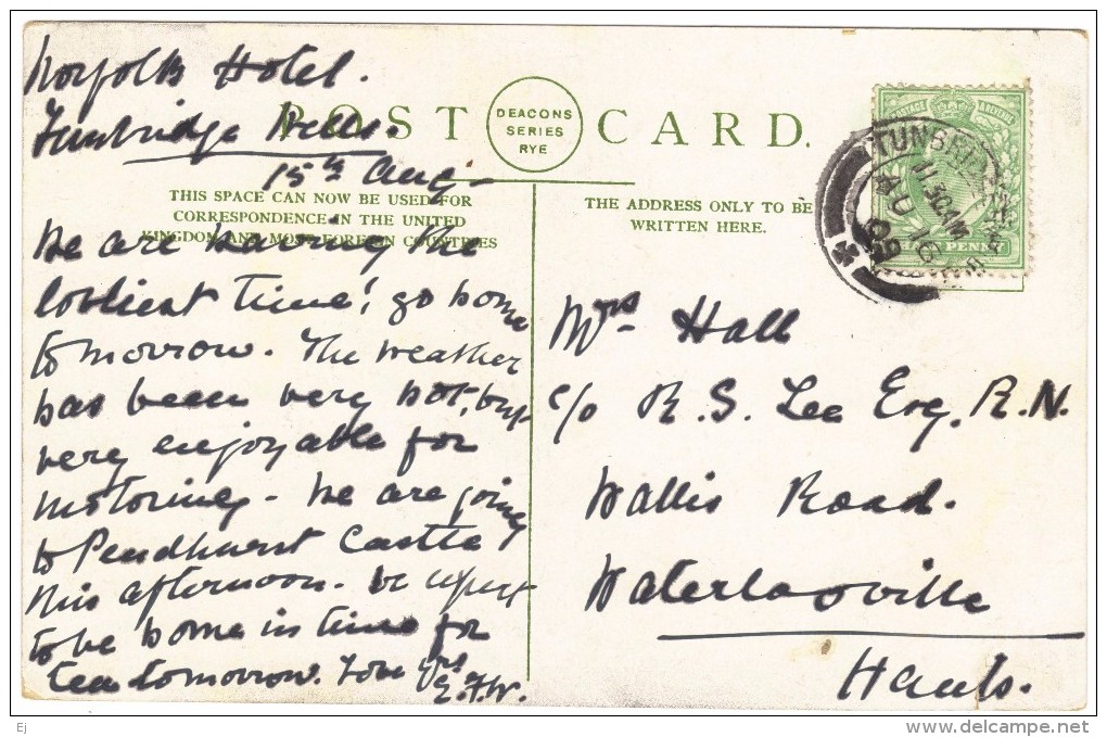 Old Hospital, Rye, Mermaid Street Colour Postcard - Deacons Series - Postmark 1909 - Rye