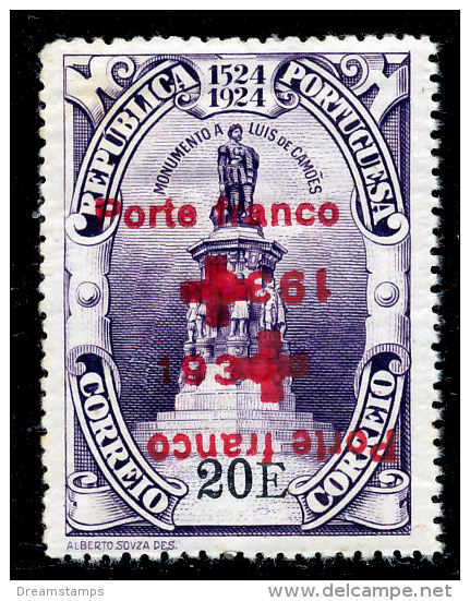 !										■■■■■ds■■ Red Cross 1930 AF#28* Camões Overprinted 20$00 ERROR (x9870) - Ungebraucht