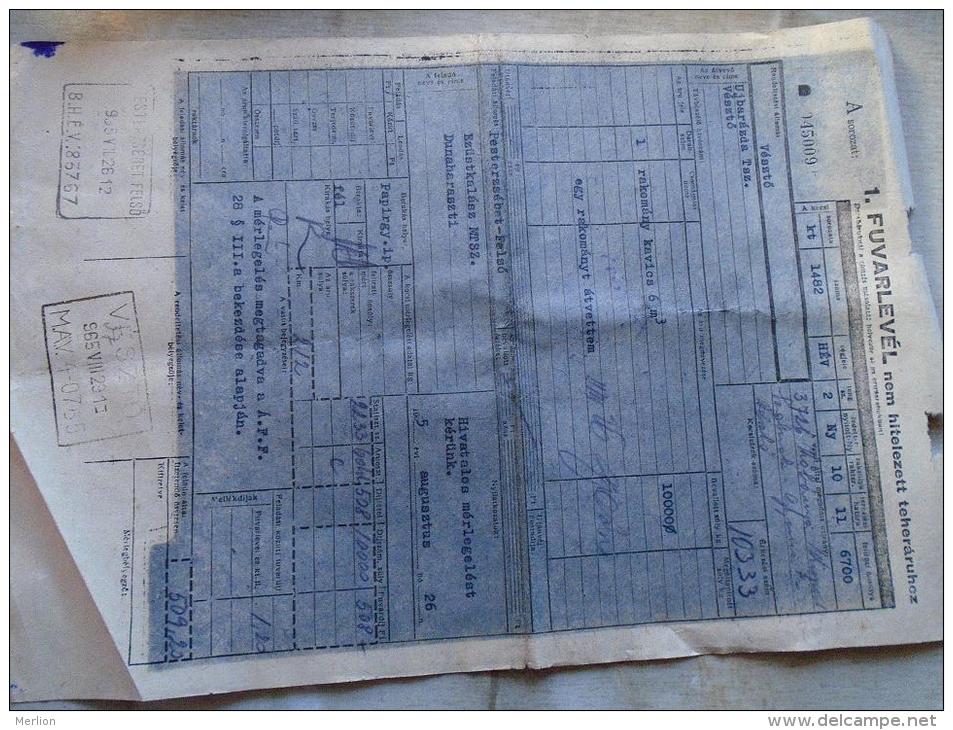 Hungary - Récépissé  Bill Of Freight  -MÁV -Railway  Train - Pesterzsébet Felsö  -Vésztö  1965     X12.3 - Europe