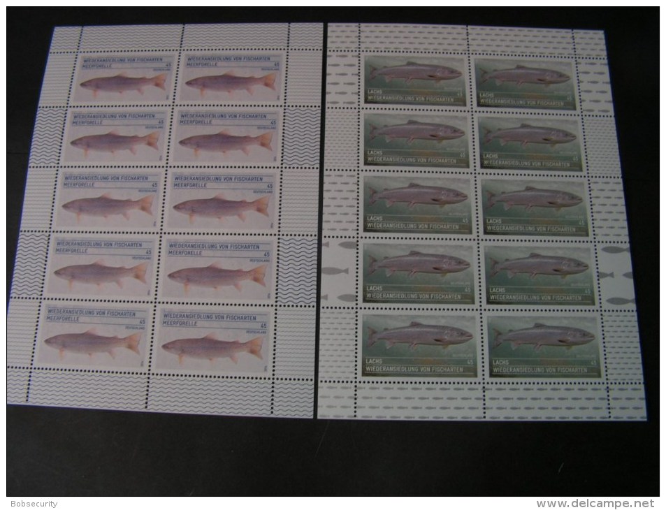 == BRD 2014  Fische Lot  ** MNH  3051-3120  Bogen A 10 Stück - Ungebraucht