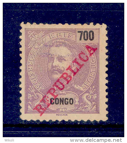 ! ! Congo - 1911 King Carlos 700 R - Af. 74 - No Gum - Congo Portuguesa