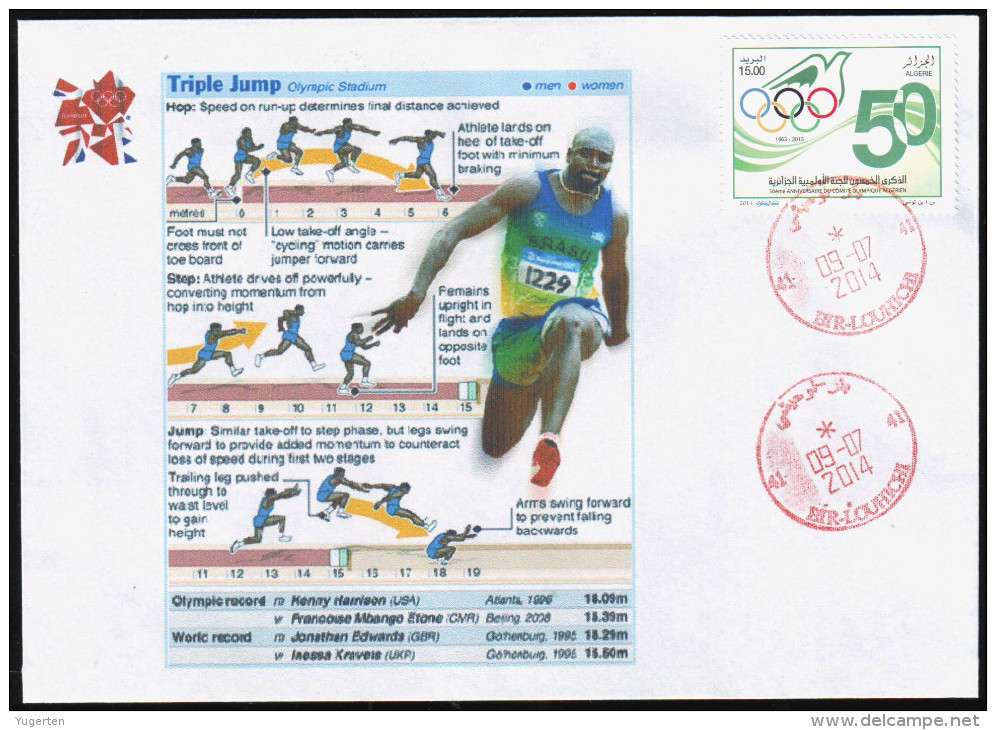 ARGELIA  - Philatelic Cover Triple Jump Saut Dreisprung Salto Jumping JO Olympics Olympic Games Londres - London - Jumping