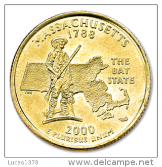 QUARTER DOLLAR MASSACHUCHETTS 2000 PLAQUE OR / GOLD PLATED / RARE / UNC - 1999-2009: State Quarters