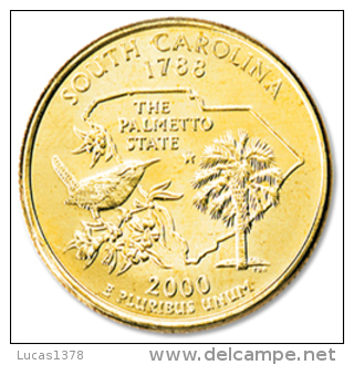 QUARTER DOLLAR SOUTH CAROLINA 2000 PLAQUE OR / GOLD PLATED / RARE / UNC - 1999-2009: State Quarters