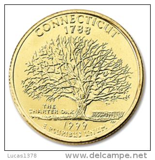 QUARTER DOLLAR  PLAQUE OR / CONNECTICUT 1999 / GOLD PLATED / RARE / UNC - 1999-2009: State Quarters