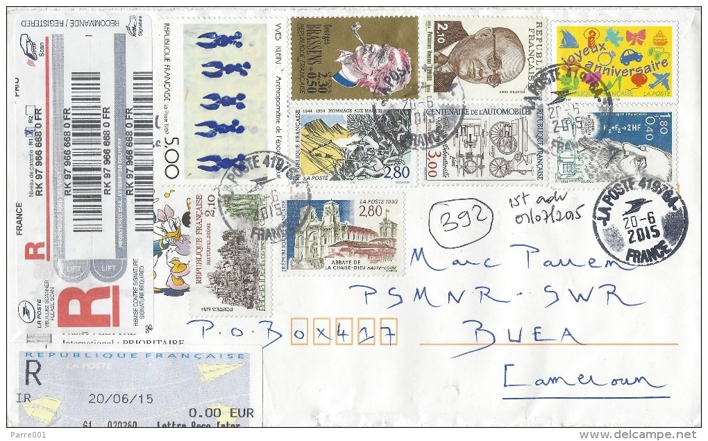 France 2015 St Quentin Art Brassens Singer Joyeux Anniversaire PAP Barcoded Registered Cover - PAP:  Varia (1995-...)