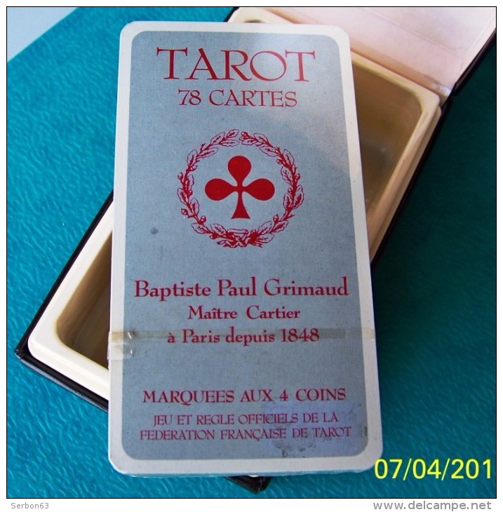 1 COFFRET JEU DE TAROT 78 CARTES NEUVES BAPTISTE PAUL GRIMAUD SOUS FILM MARQUEES AUX 4 COINS AVEC JEU ET REGLE OFFICIEL - Tarots