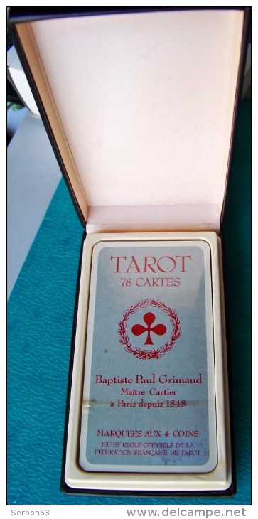 1 COFFRET JEU DE TAROT 78 CARTES NEUVES BAPTISTE PAUL GRIMAUD SOUS FILM MARQUEES AUX 4 COINS AVEC JEU ET REGLE OFFICIEL