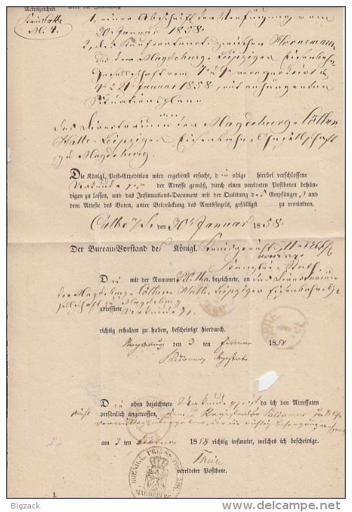 Preussen Brief Magdeburg 5.2.1858 Gelaufen Nach Calbe - Lettres & Documents