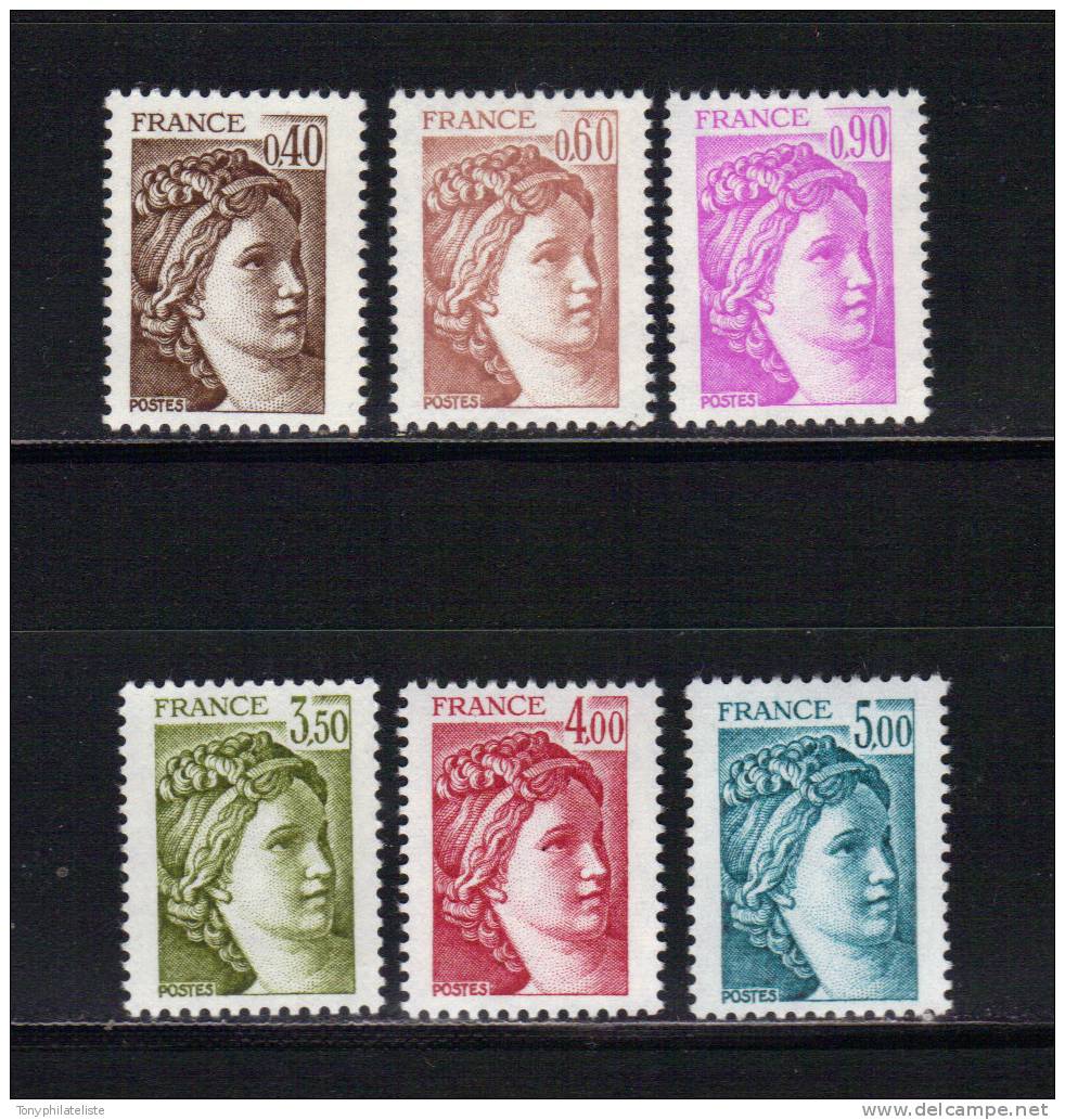 France Type Sabine N°2118 Au N°2123  Neuf ** Vendu A La Valeur Faciale - 1977-1981 Sabine De Gandon