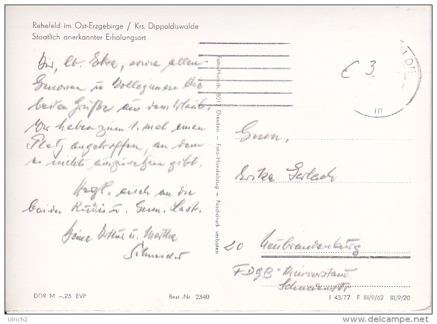 AK Rehefeld Im Ost-Erzgebirge / Krs. Dippoldiswalde  (16326) - Rehefeld