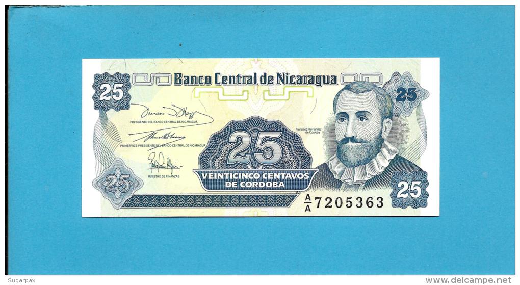 NICARAGUA - 25 Centavos - ND ( 1991 )  - P 170 - UNC. - Serie A/A - 2 Scans - Nicaragua