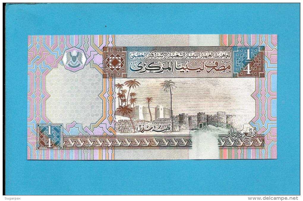 LIBYA - 1/4 Dinar - ( 2002 ) - P 62 -  UNC. - Sign. 4 - Series 5 -  See 2 Scans - Libia