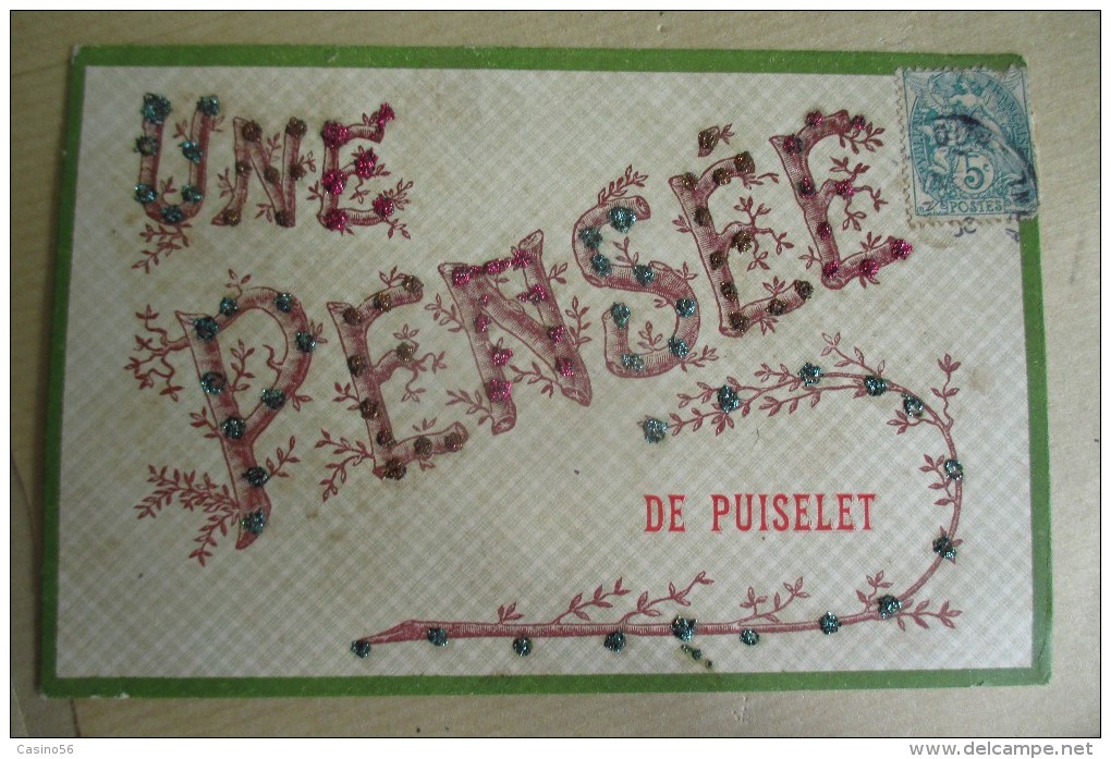 CARTE UNE PENSEE DE PUISELET PAILLETTE - Autres & Non Classés