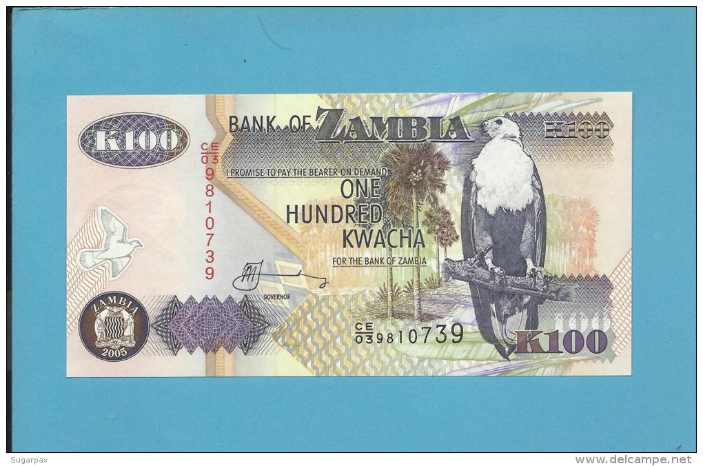 ZAMBIA - 100 KWACHA - 2005 - P 38.e - Sign. 12 - UNC. - Fish Eagle - 2 Scans - Zambie